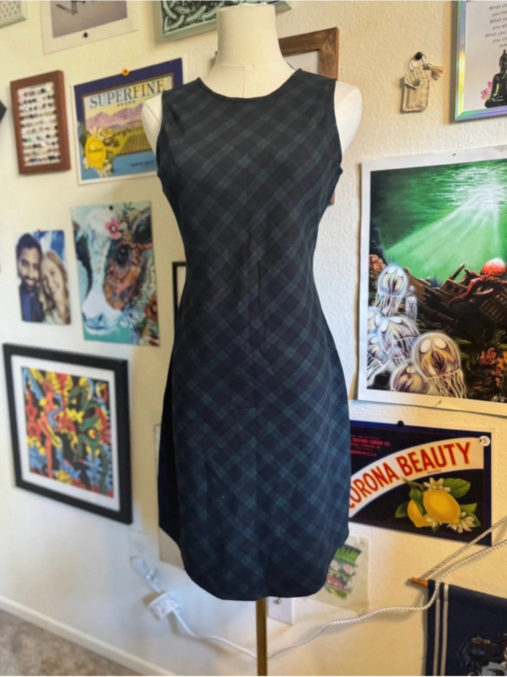 Rue21 Dark Green and Black Plaid Sleeveless Sheath Dress